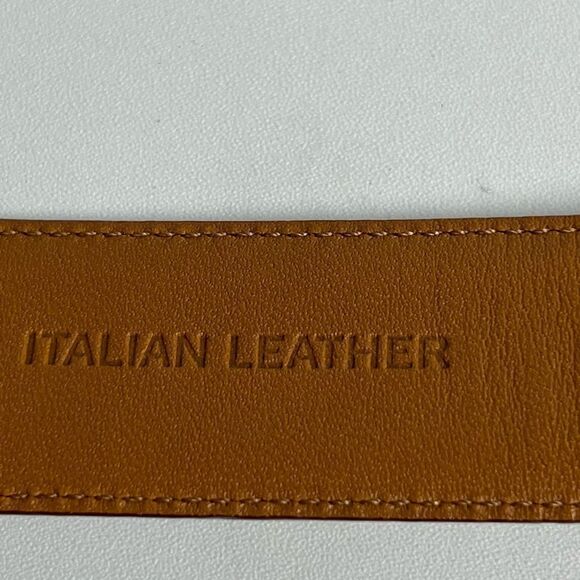 Lauren Ralph Lauren Brown Coqnac Italian Leather Belt Size M Crocodile Print - Picture 2 of 8